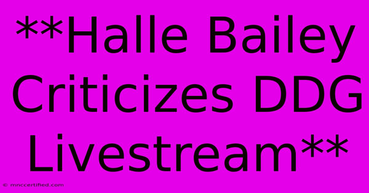 **Halle Bailey Criticizes DDG Livestream**