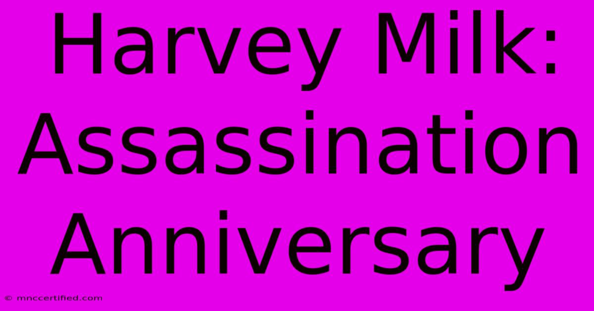 Harvey Milk: Assassination Anniversary