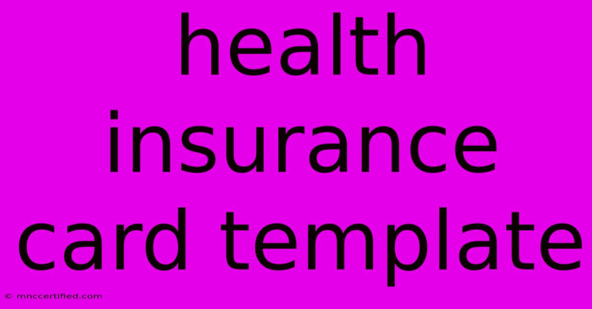 Health Insurance Card Template