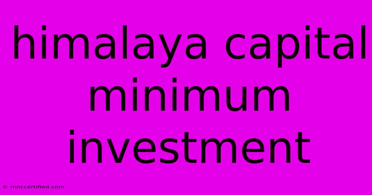 Himalaya Capital Minimum Investment