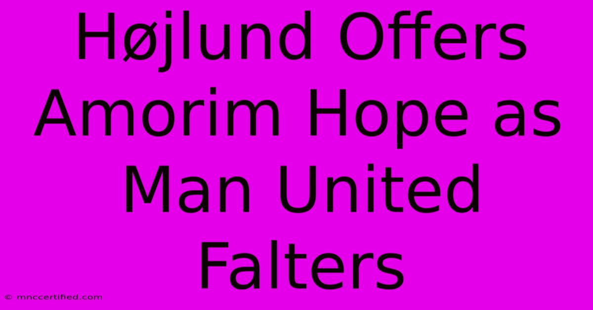 Højlund Offers Amorim Hope As Man United Falters