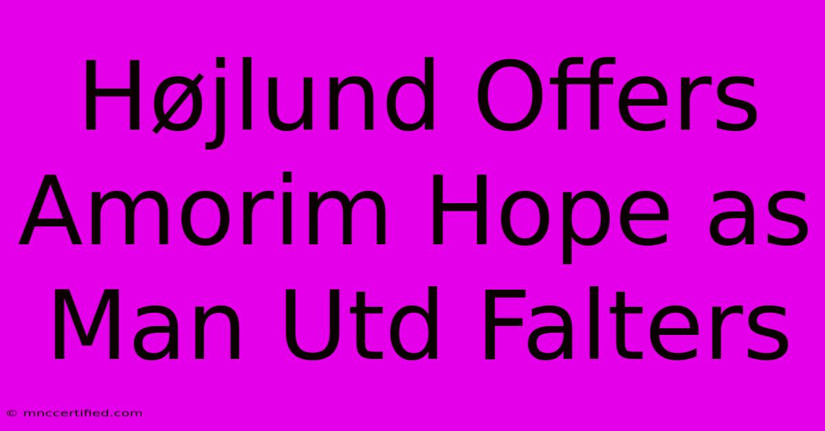 Højlund Offers Amorim Hope As Man Utd Falters