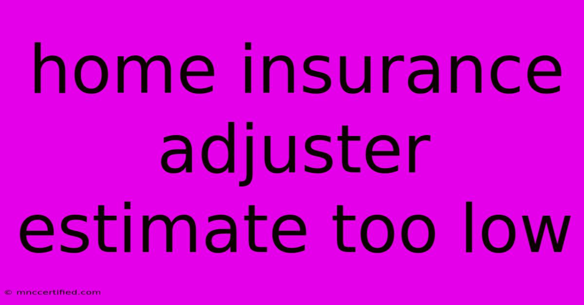 Home Insurance Adjuster Estimate Too Low