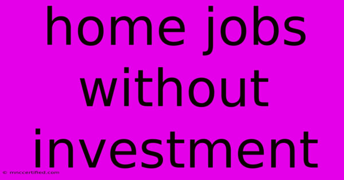 Home Jobs Without Investment