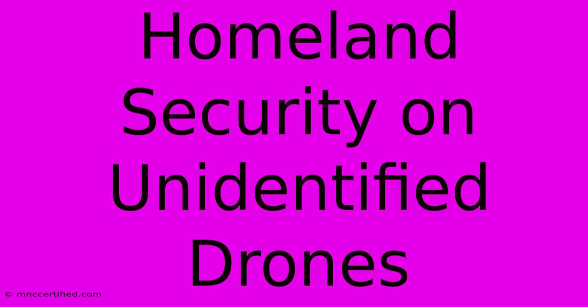 Homeland Security On Unidentified Drones