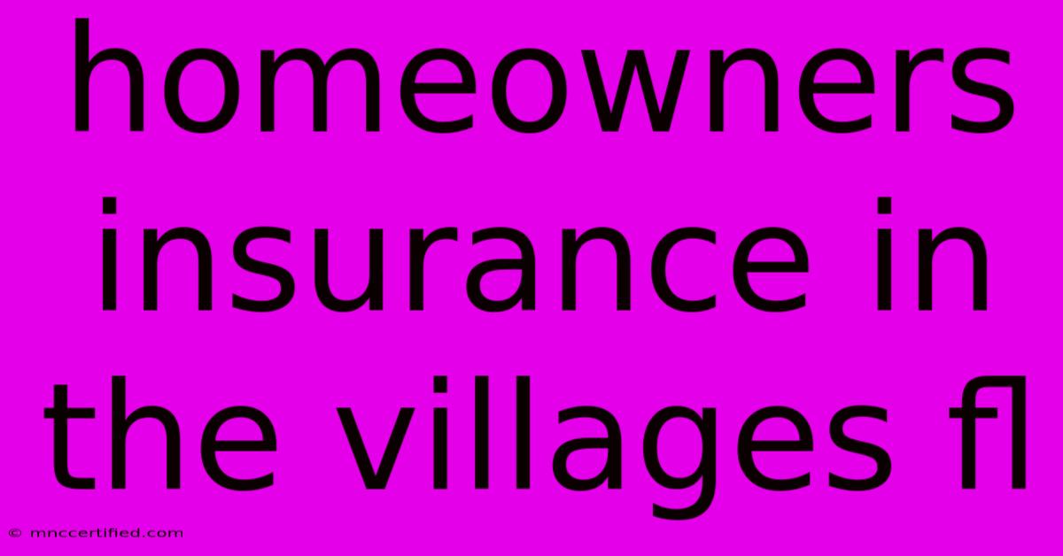 Homeowners Insurance In The Villages Fl