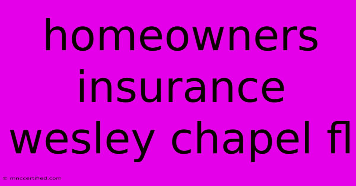 Homeowners Insurance Wesley Chapel Fl