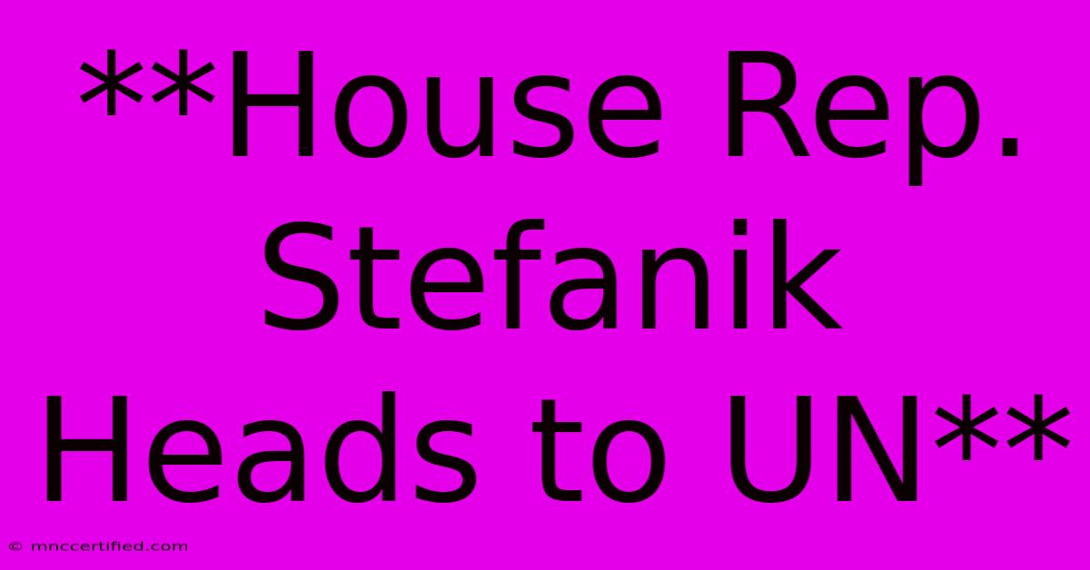 **House Rep. Stefanik Heads To UN** 