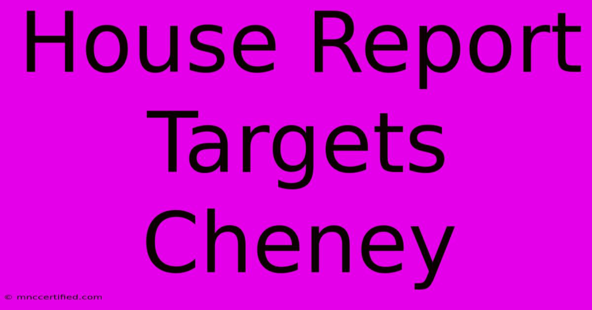 House Report Targets Cheney