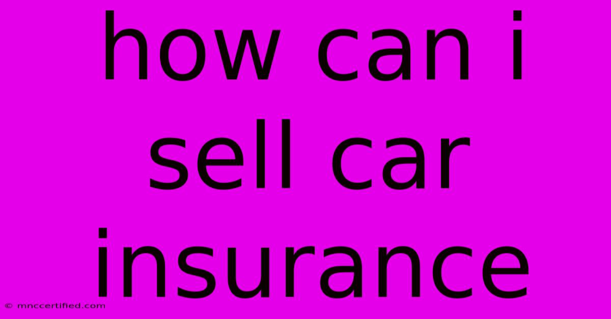 How Can I Sell Car Insurance