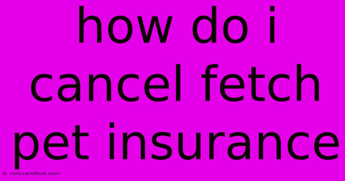 How Do I Cancel Fetch Pet Insurance