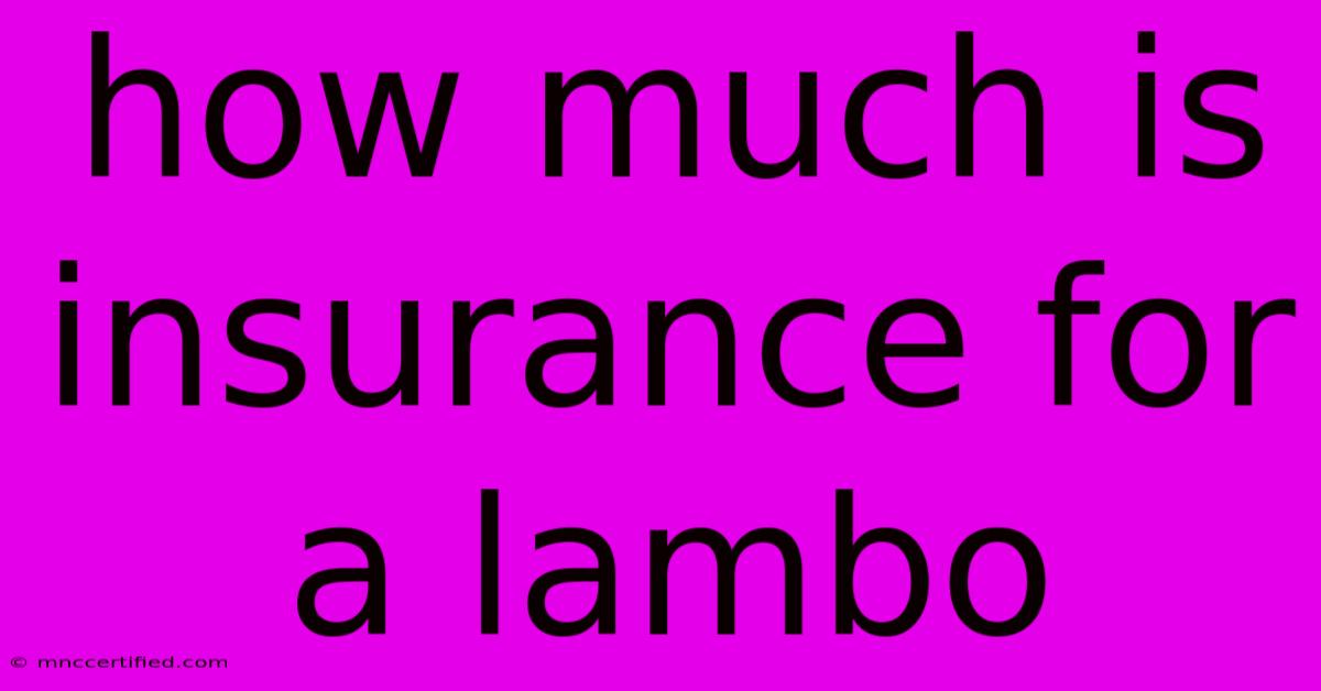 How Much Is Insurance For A Lambo