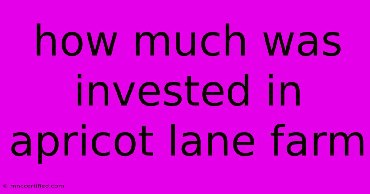 How Much Was Invested In Apricot Lane Farm