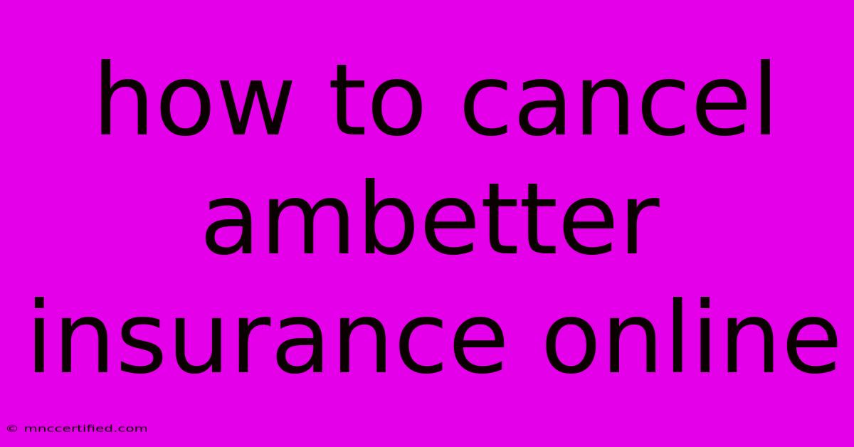 How To Cancel Ambetter Insurance Online