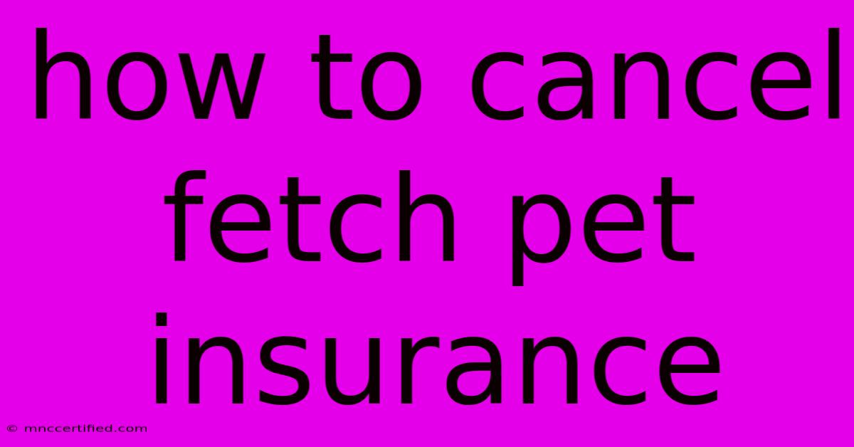 How To Cancel Fetch Pet Insurance