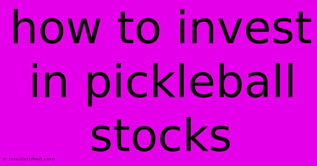 How To Invest In Pickleball Stocks