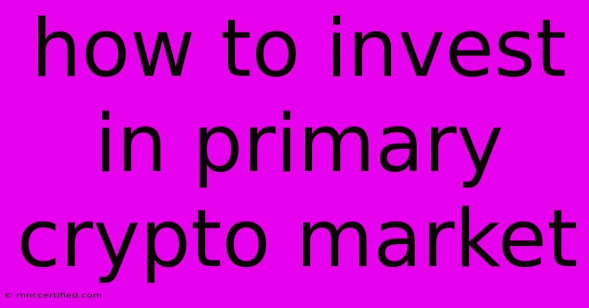 How To Invest In Primary Crypto Market