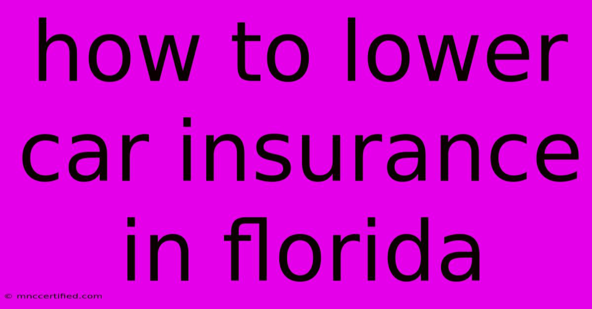 How To Lower Car Insurance In Florida