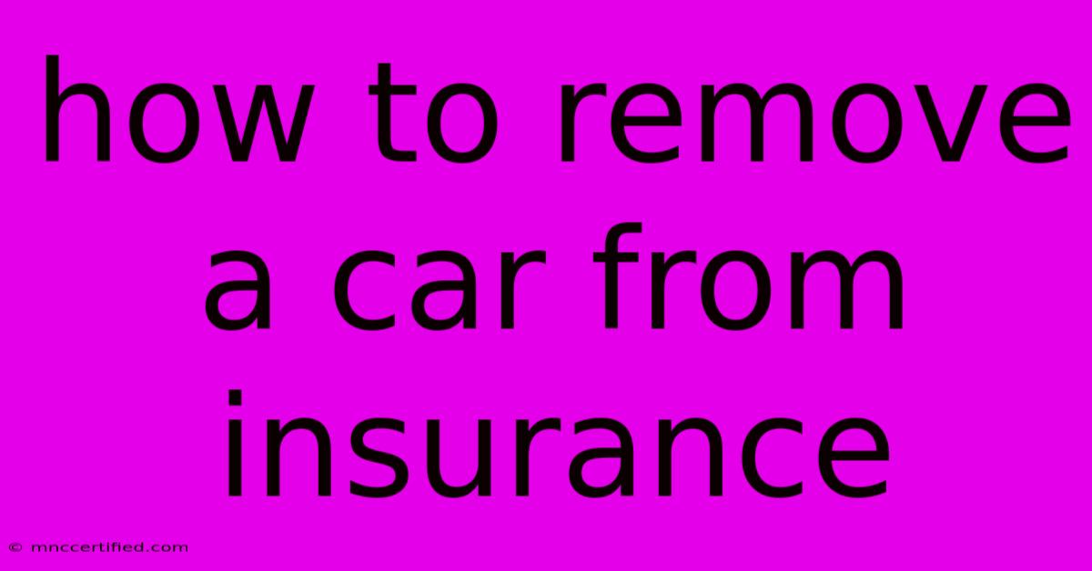 How To Remove A Car From Insurance