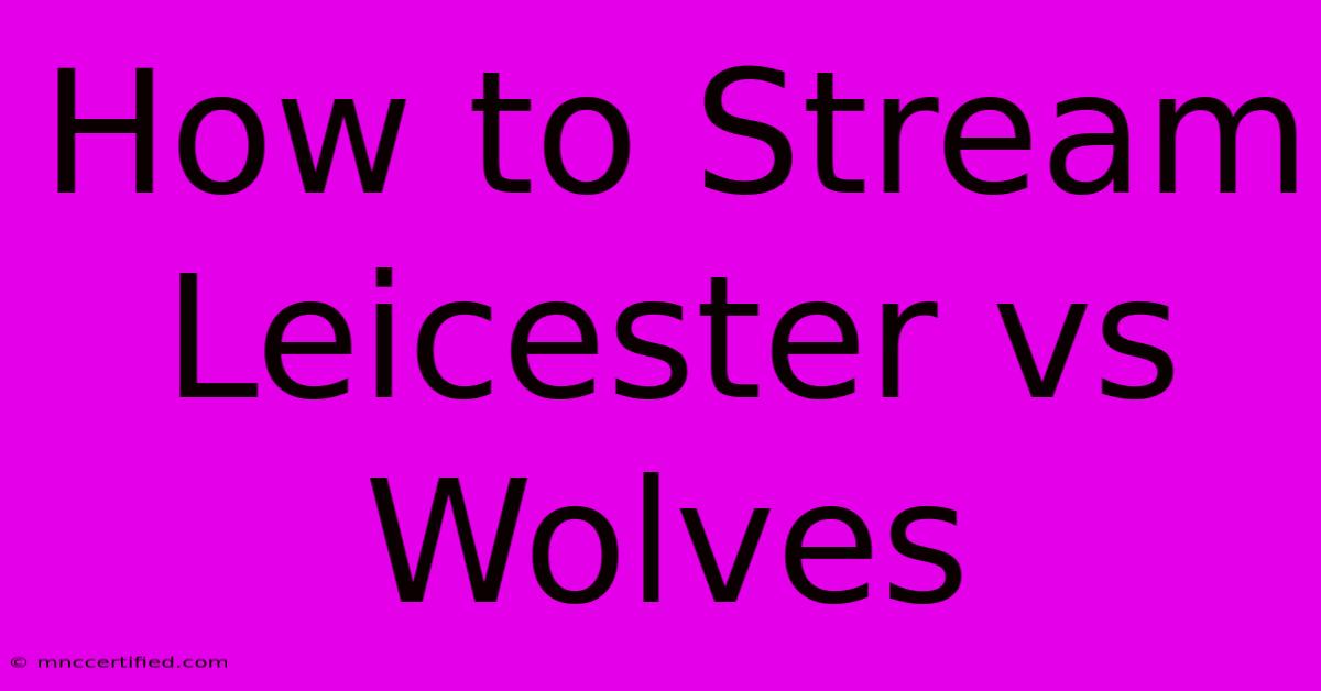 How To Stream Leicester Vs Wolves