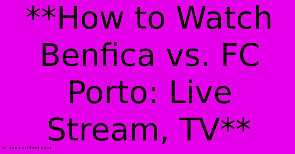 **How To Watch Benfica Vs. FC Porto: Live Stream, TV** 