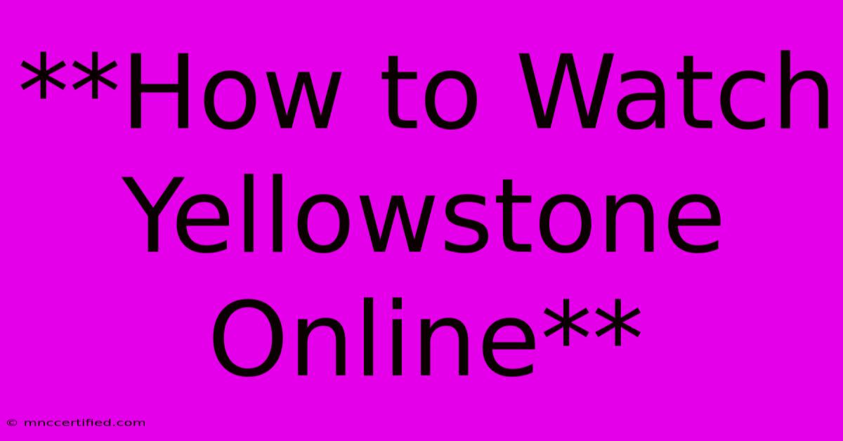 **How To Watch Yellowstone Online**