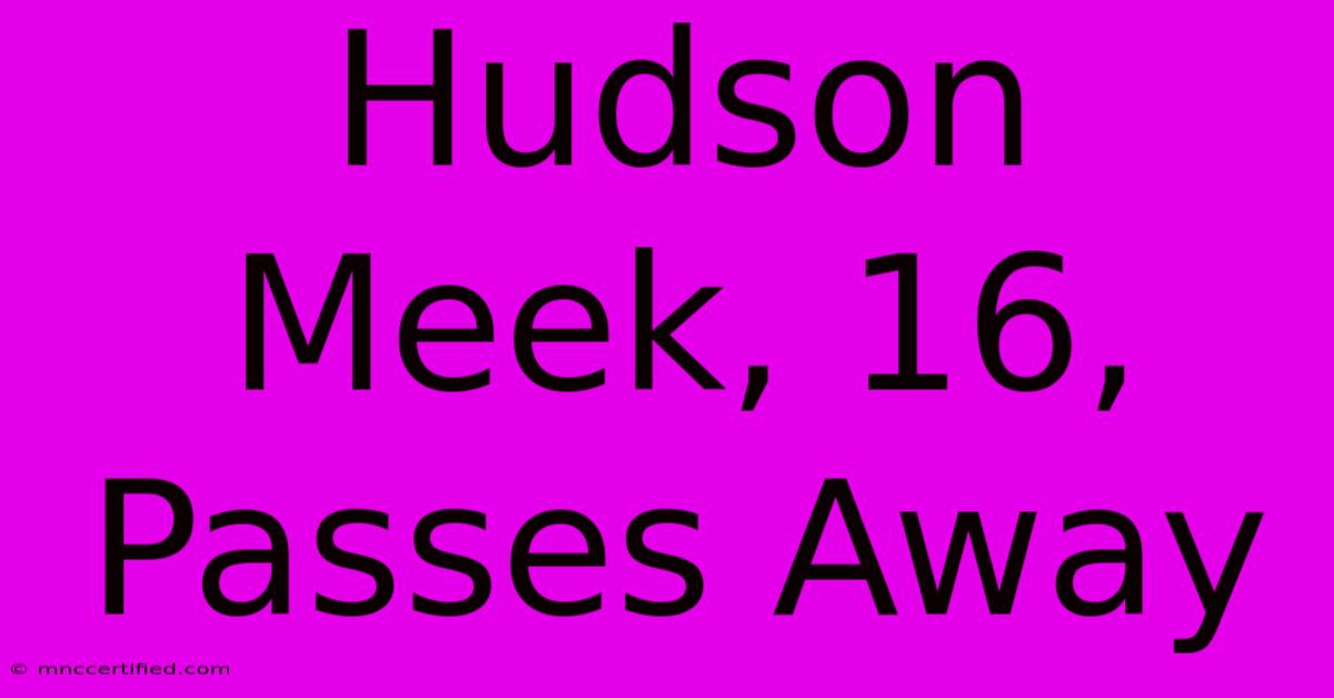 Hudson Meek, 16, Passes Away