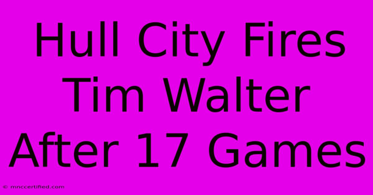 Hull City Fires Tim Walter After 17 Games