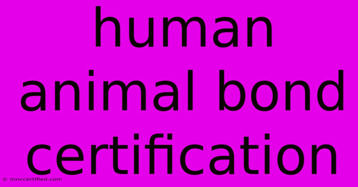 Human Animal Bond Certification