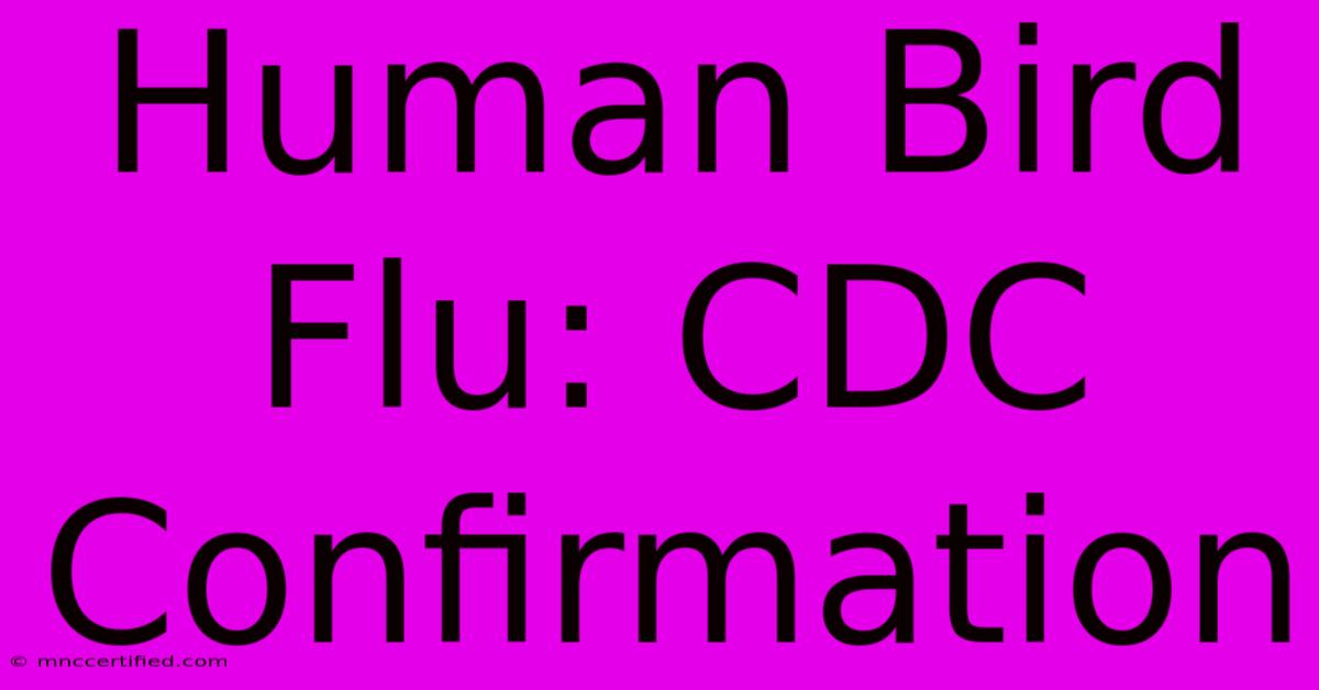 Human Bird Flu: CDC Confirmation