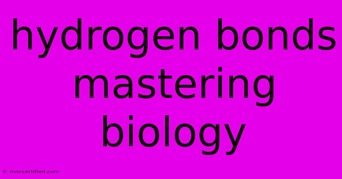 Hydrogen Bonds Mastering Biology