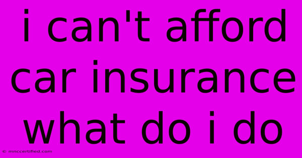 I Can't Afford Car Insurance What Do I Do