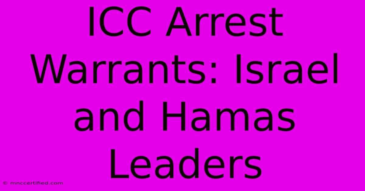 ICC Arrest Warrants: Israel And Hamas Leaders