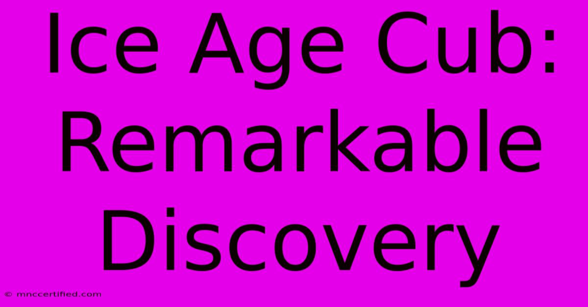 Ice Age Cub: Remarkable Discovery