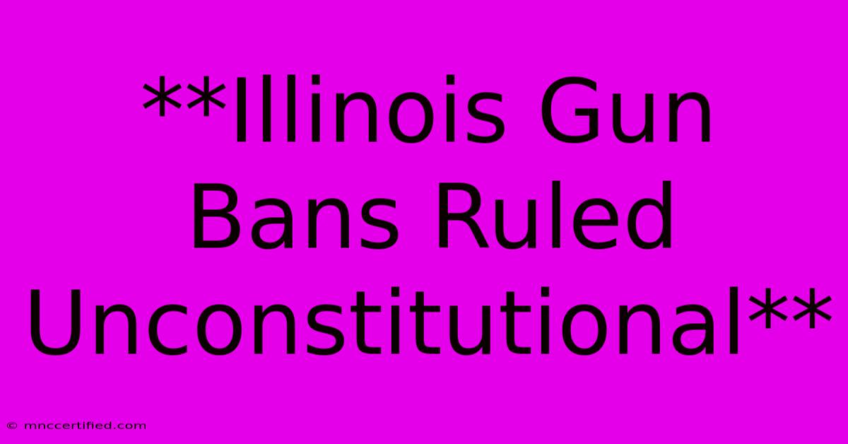 **Illinois Gun Bans Ruled Unconstitutional**