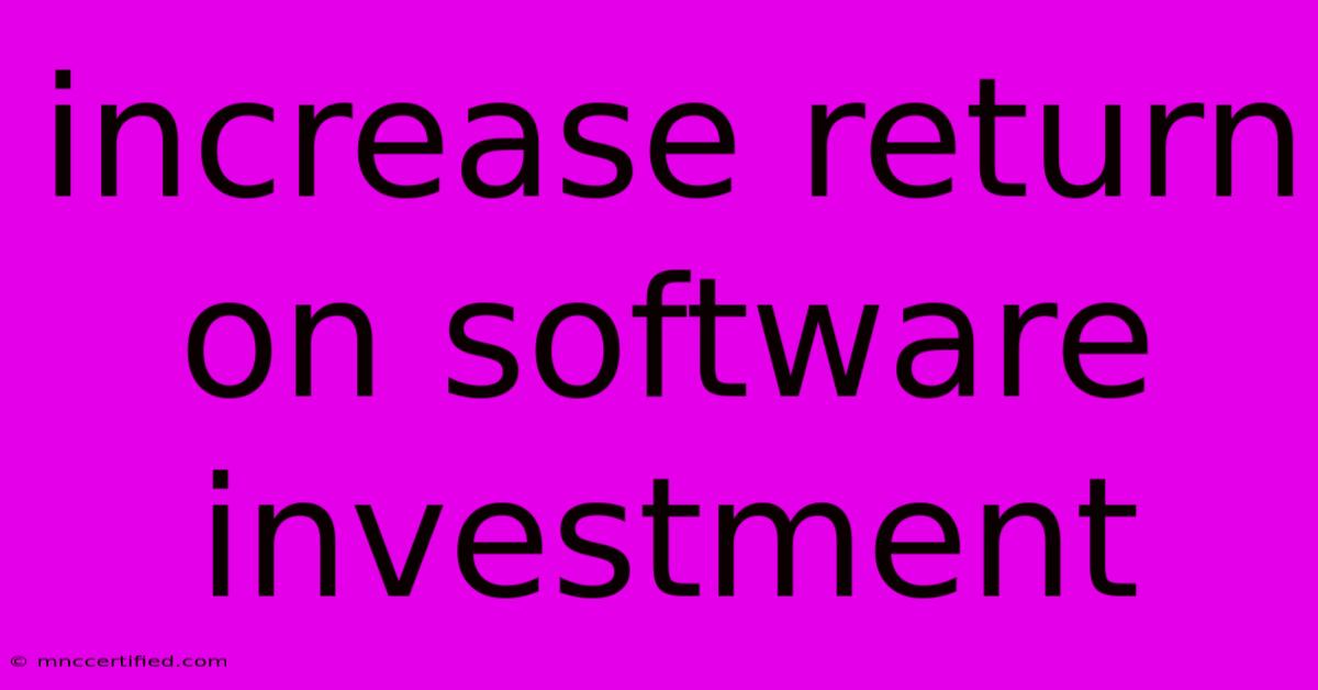 Increase Return On Software Investment