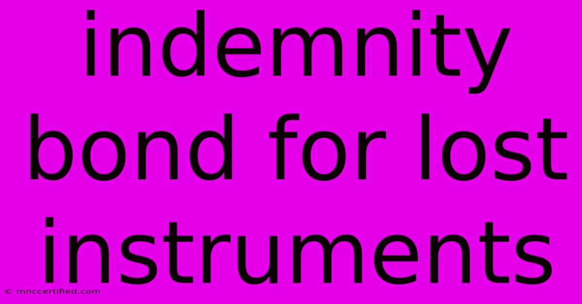 Indemnity Bond For Lost Instruments