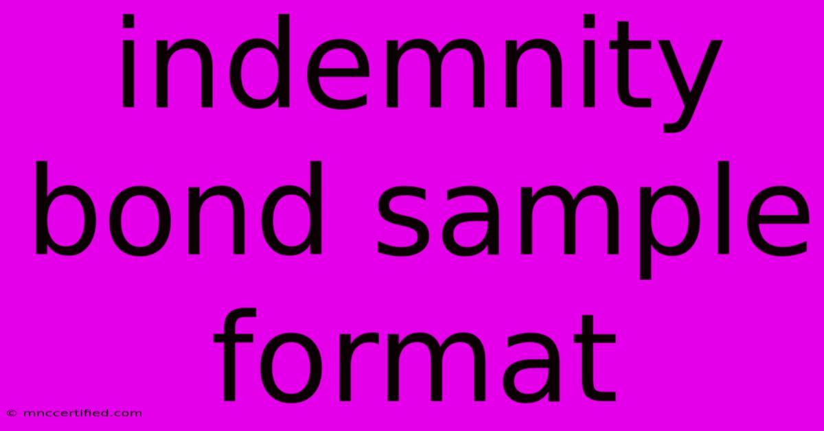 Indemnity Bond Sample Format