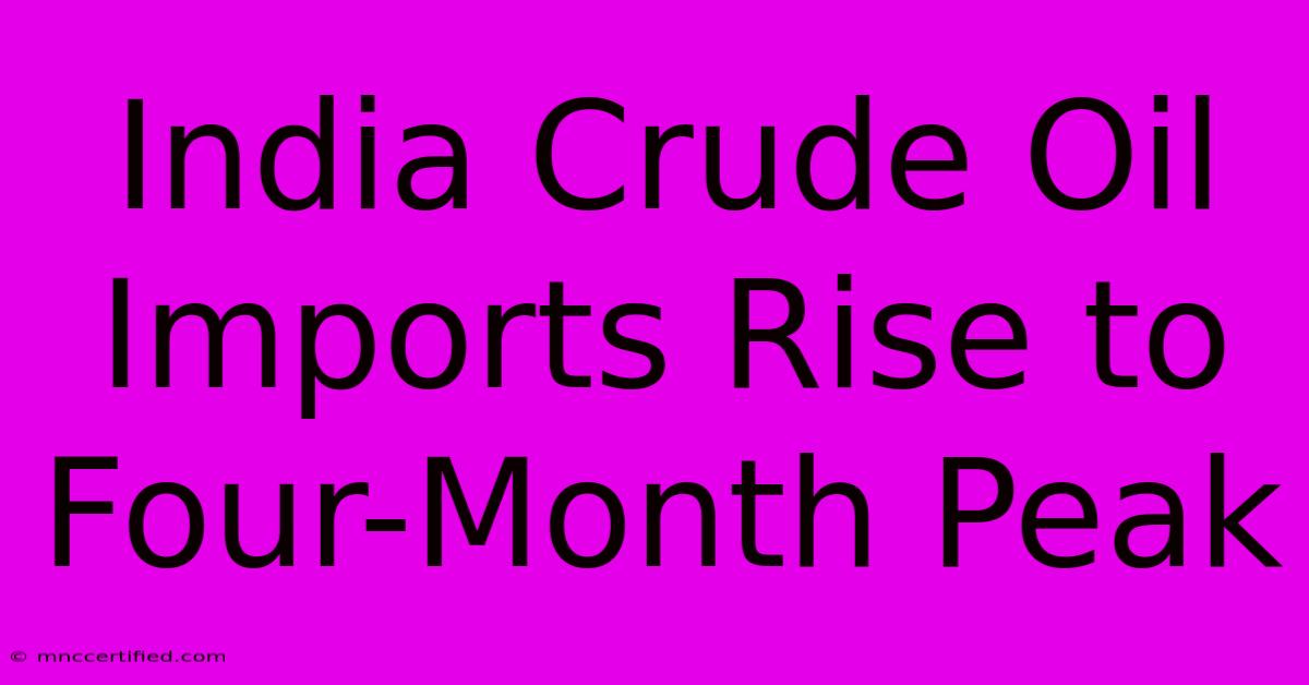 India Crude Oil Imports Rise To Four-Month Peak