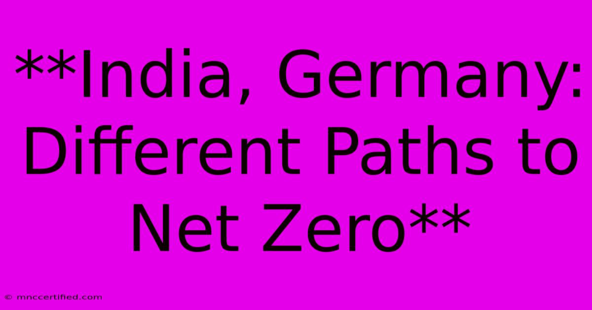 **India, Germany: Different Paths To Net Zero**