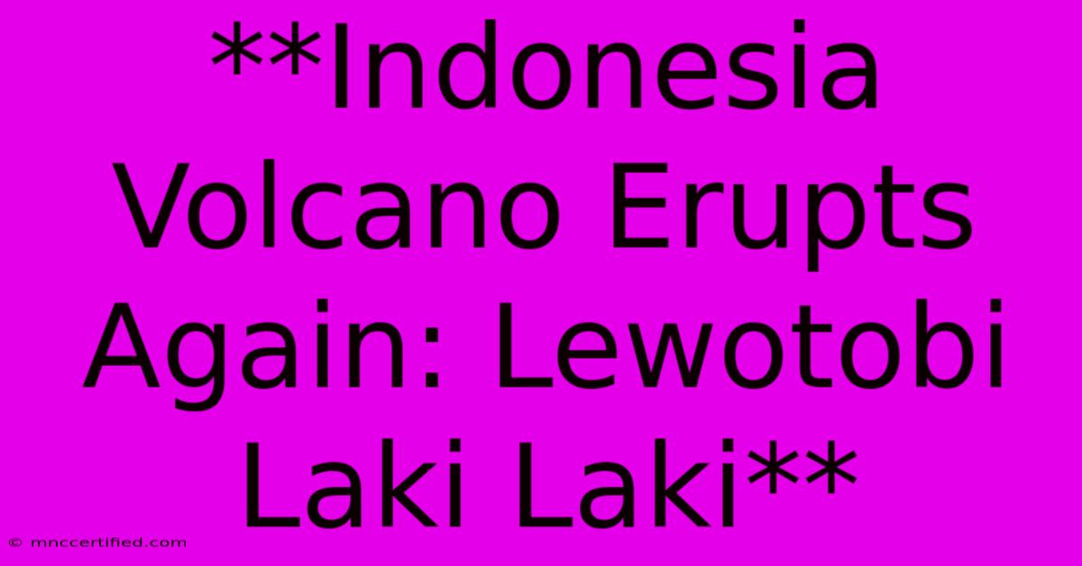 **Indonesia Volcano Erupts Again: Lewotobi Laki Laki** 