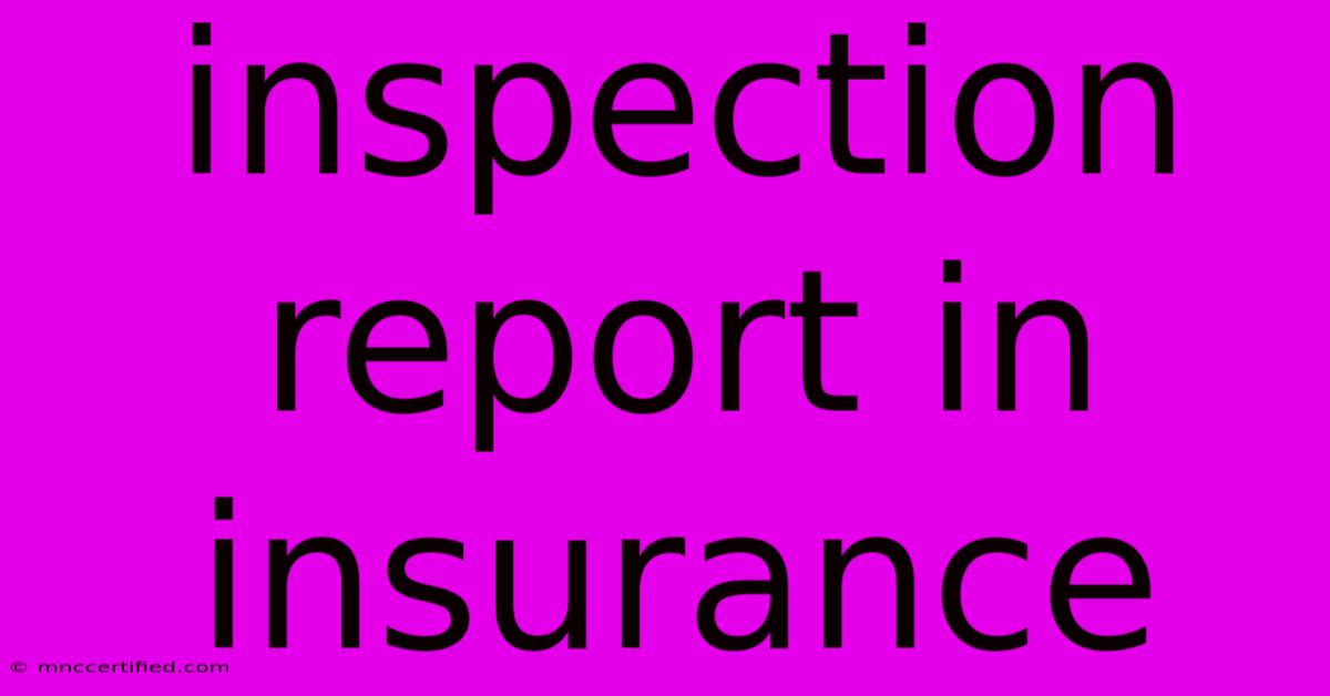 Inspection Report In Insurance