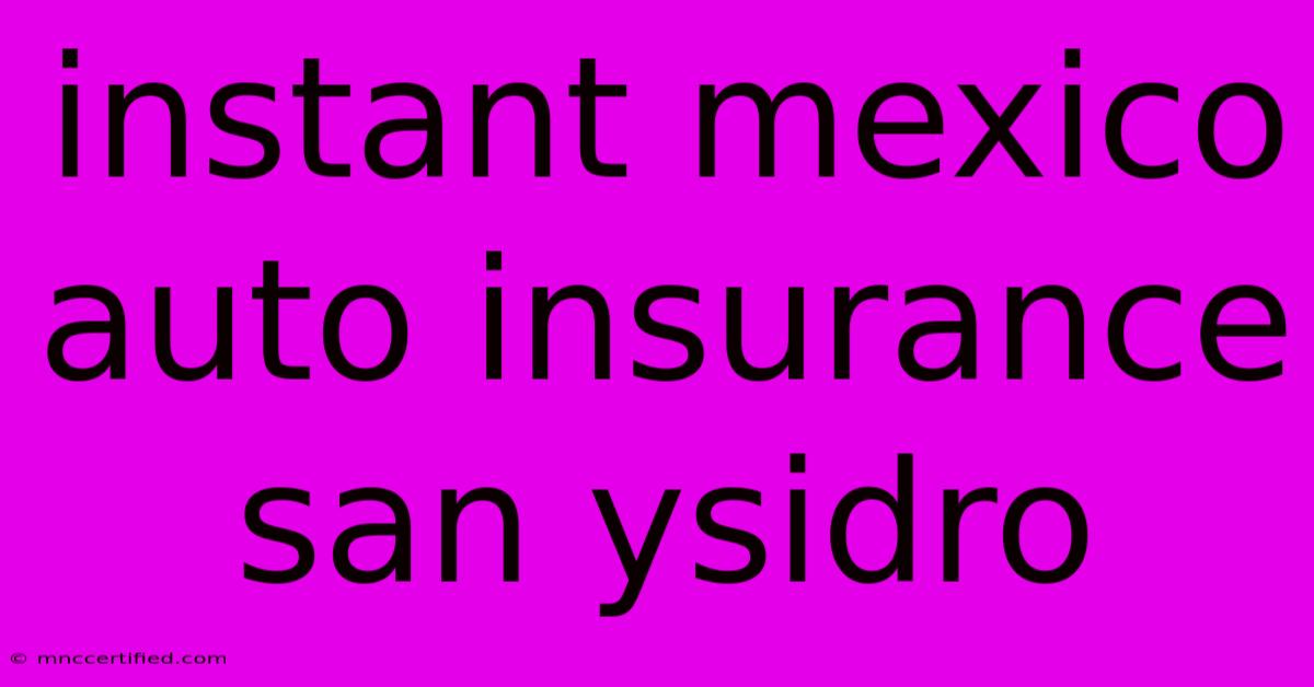 Instant Mexico Auto Insurance San Ysidro