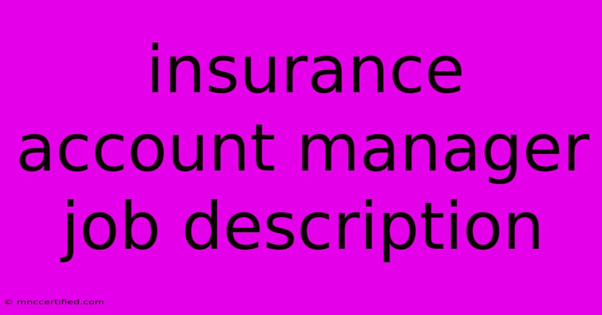 Insurance Account Manager Job Description