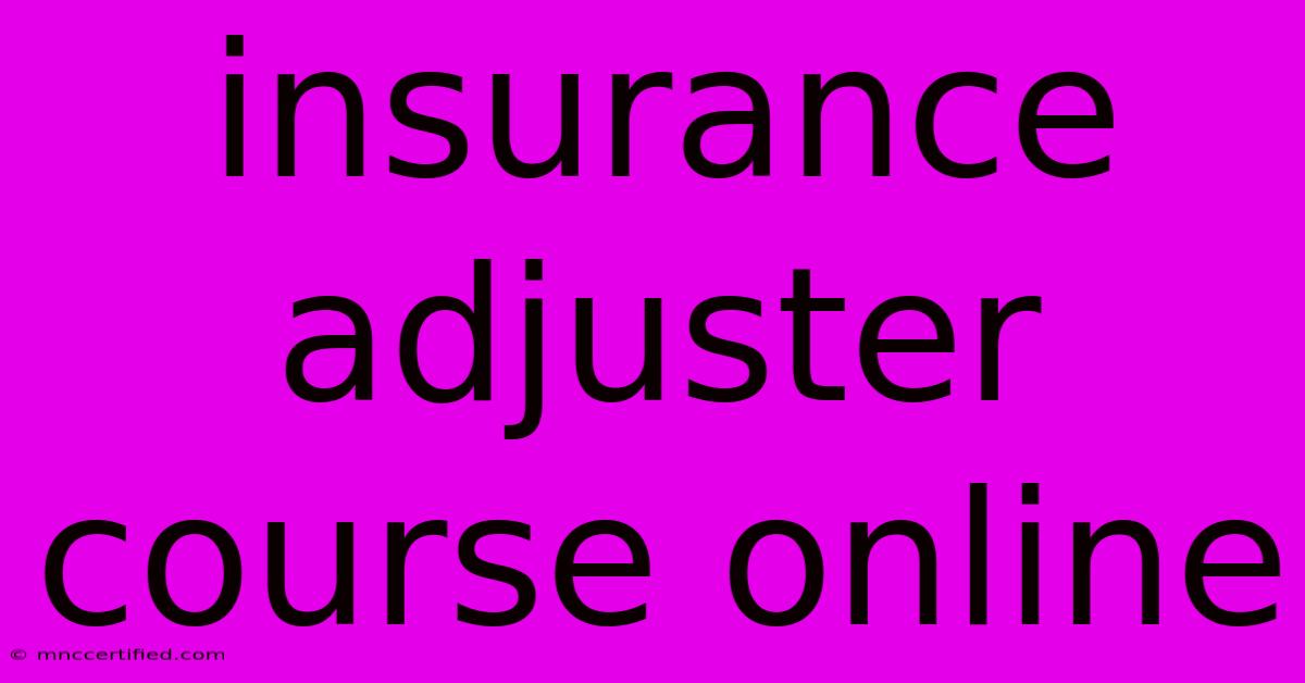 Insurance Adjuster Course Online