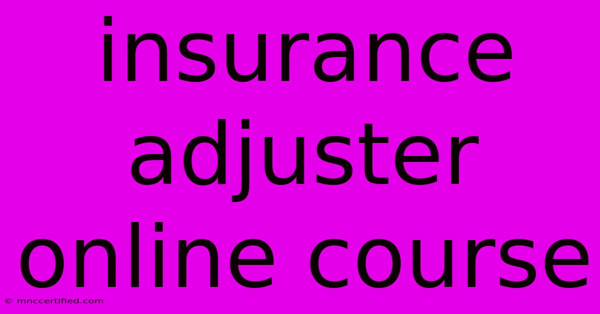 Insurance Adjuster Online Course