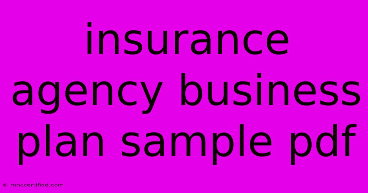 Insurance Agency Business Plan Sample Pdf