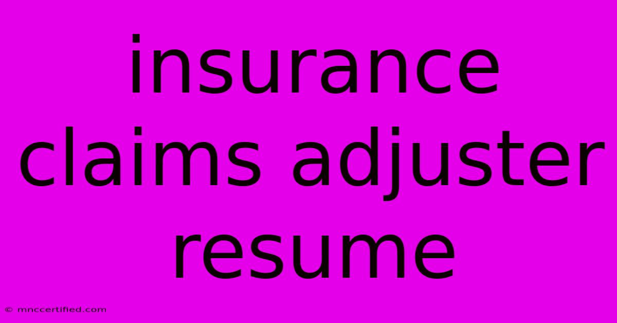 Insurance Claims Adjuster Resume