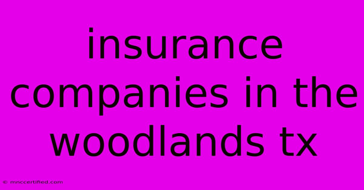 Insurance Companies In The Woodlands Tx