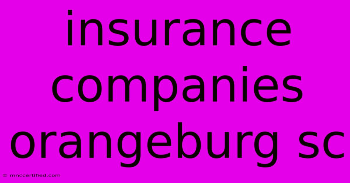 Insurance Companies Orangeburg Sc